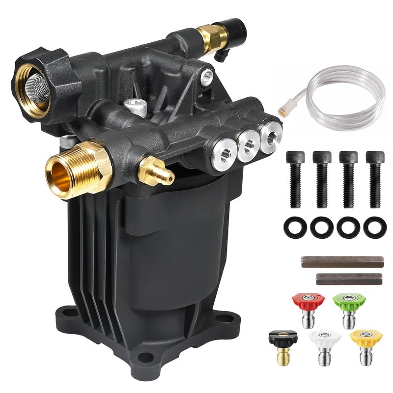 YAMATIC Pressure Washer Pump 3/4" Shaft Horizontal Power Washer Pump Max 3200 PSI 2.5 GPM Replacement Pump Compatible with Simpson 90028, 90029,MSH3125,520006, Honda GC190 GC160,AR rmv 2.5g30 - Image 1